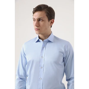 Ds Damat Slim Fit Mavi Düz Nano Care Gömlek