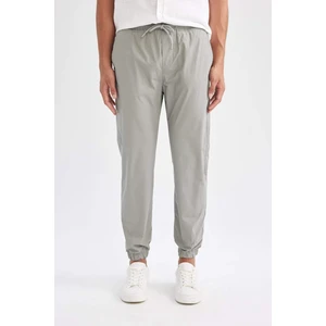 %100 Pamuk Yazlık Jogger Pantolon Basic Düz Beli Bağcıklı Cepli Lastikli Paça D7782AX24AU