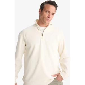 Comfort Fit Dik Yaka Dokulu Yarım Fermuarlı Waffle Sweatshirt D7543AX25SP