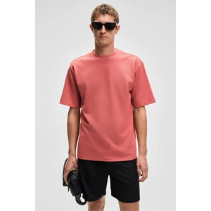 CHIC Erkek Relaxed Fit Dokulu Pamuk Kumaş Kiremit Rengi T-Shirt