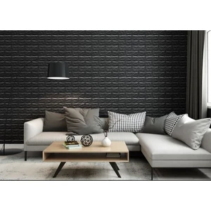 Renkli Duvarlar Dekoratif Yapışkanlı Esnek Siyah Tuğla Duvar Kaplama Paneli