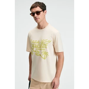 SWEET Erkek %100 Pamuk Oversize Fit Baskılı Kısa Kollu Yuvarlak Yakalı Vanilya T-Shirt