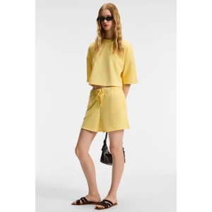 NUA Kadın Esnek Kumaşlı Kordonlu Comfort Fit Sarı Şort