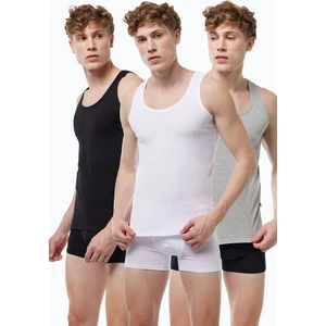 Erkek 3 Lü Siyah Beyaz Gri Modal Atlet 3M008