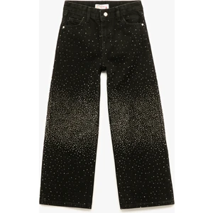 Pamuklu Cepli Geniş Paça  Denim Pantolon