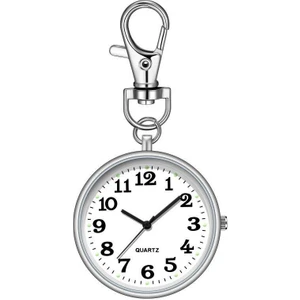 Anahtarlık Klipsli Analog Quartz Cep Saati Gümüş