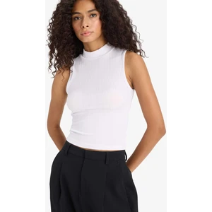 Slim Fit Dar Kesim Yarım Balıkçı Yaka Fitilli Kaşkorse Beyaz Atlet C7703AX25SP