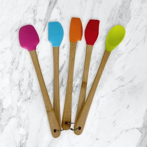5'li Bambu Silikon Mini Spatula Seti Renkli