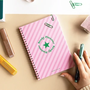 A5 Spiralli Ders Çalışma Planlayıcısı - Study Planner - Sınava Hazırlık Ayt-Tyt-Kpss-Ales-Yds Pembe