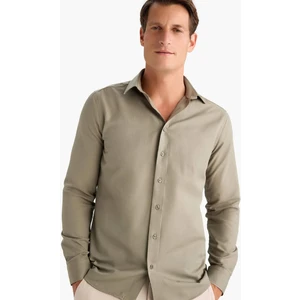 Slim Fit Dar Kesim Polo Yaka Kolay Ütülenen Oxford Basic Düz Uzun Kollu Gömlek R4340AZ25SP