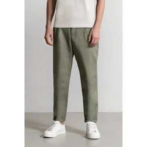 %100 Keten Normal Kesim Crop Duble Paça Yazlık Kumaş Pantolon C1826AX25SM