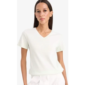 Slim Fit Dar Kesim V Yaka Basic Düz Ribana Kısa Kollu Tişört I1080AZ25SP