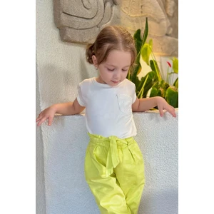 BREEZE Kız Çocuk Tişört Cepli Güpürlü 3-7 Yaş, Ekru