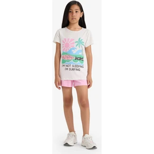 Kız Çocuk Pijama Takımı Baskılı Kısa Kollu Üst Beli Lastikli Şort E0665A825HS
