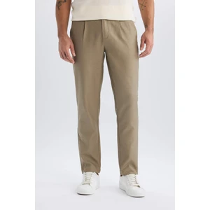 %100 Pamuk Relax Fit Rahat Kesim Düz Paça Keten Görünümlü Yazlık Kumaş Pantolon D4251AX25SM