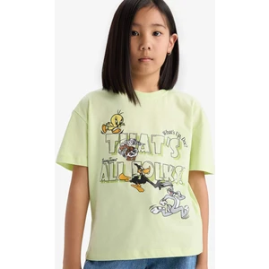 Kız Çocuk Looney Tunes Relax Fit Bisiklet Yaka Kısa Kollu Tişört E0868A825SM