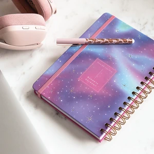 A5 Spiralli Süresiz Renkli Planlayıcı Ajanda Motivasyon Sayfalı Galaksi