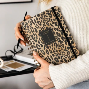 A5 Spiralli Süresiz Planlayıcı Ajanda Leopar Desenli Sert Kapak 15x21 cm Tekli