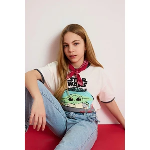 Kız Çocuk Star Wars-Mandalorian Relax Fit Bisiklet Yaka Ribana Kısa Kollu Tişört E0478A825SP