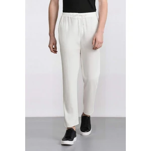 %100 Pamuk Keten Görünümlü Pantolon Beli Lastikli Slim Fit Dar Kesim Cepli Düz Paça D2671AX25SM