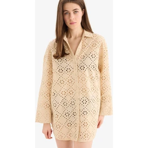 Regular Fit Pamuklu Brode Plaj Gömleği C0506AX25SM