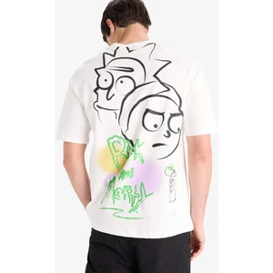 %100 Pamuk Rick and Morty Comfort Regular Fit Rahat Kalıp Bisiklet Yaka Sırt Baskılı Kısa Kollu Tişört B5369AX25SP