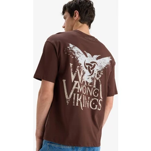 %100 Pamuk Vikings Valhalla Comfort Regular Fit Rahat Kalıp Bisiklet Yaka Sırt Baskılı Kısa Kollu Tişört B5533AX25SP