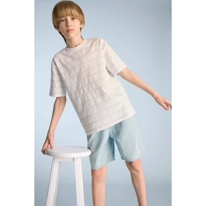 Erkek Çocuk Bisiklet Yaka Çizgili Kısa Kollu Tişört