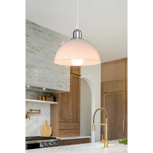 Haus Yarım Küre Opak Beyaz Abs Krom Kuka Süslü Sarkıt Mutfak Salon Avize Kafe Kuaför Aydınlatma