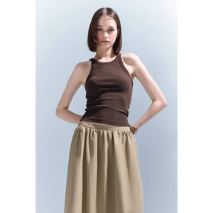 Slim Fit Dar Kesim Halter Yaka Fitilli Kaşkorse Basic Düz Atlet E2176AX25SP