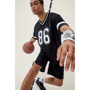 Hızlı Kuruyan Oversize Geniş Kalıp V Yaka Baskılı Sporcu Kısa Kollu Tişört E4118AX25SM