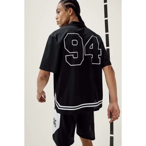 Hızlı Kuruyan Oversize Geniş Kalıp Bisiklet Yaka Sırt Baskılı Sporcu Kısa Kollu Tişört E4126AX25SM