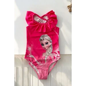 Miniğimin Cicileri Barbie Volan Yaka Detaylı Kız çocuk mayo - Pembe