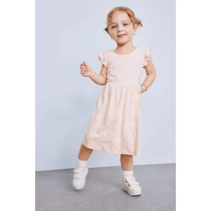 Kız Bebek Çiçek Desenli Kısa Kollu Elbise A0136A525SM