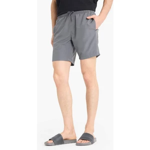 Regular Fit Kısa Boy Cepli File Astarlı Beli Bağcıklı Düz Hafif Kumaş Deniz Şortu E5133AXNS