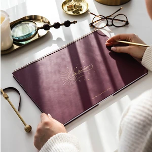 Süresiz Haftalık Spiralli Masaüstü Planlayıcı 24X34 cm - Desk Planner Bordo