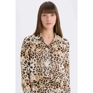 Regular Fit Leopar Desenli Uzun Kollu Gömlek I8266AZ25SP