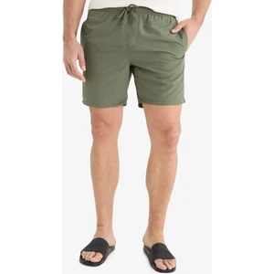 Regular Fit Kısa Boy Cepli File Astarlı Beli Bağcıklı Düz Hafif Kumaş Deniz Şortu E5133AXNS