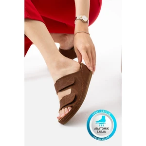 Alane Hafif Topuklu Çift Bant Iki Cırtlı Anatomik Konfor Kadın Günlük Ev Dışarı Terlik