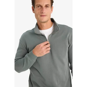 Comfort Regular Fit Rahat Kalıp Fermuarlı Dik Yaka Basic Düz Sweatshirt X7405AZ24AU