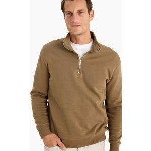 Comfort Regular Fit Rahat Kalıp Fermuarlı Dik Yaka Basic Düz Sweatshirt X7405AZ24AU