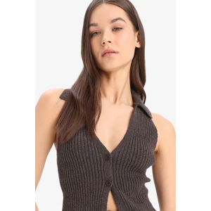 Coool Slim Fit Dar Kesim Düğmeli Triko Yelek	 D3584AX25SP