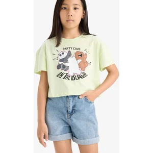 Kız Çocuk We Bare Bears Bisiklet Yaka Kısa Kollu Tişört E6552A825HS