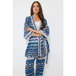 Relax Fit Desenli Kuşaklı Kimono D5443AX25SP