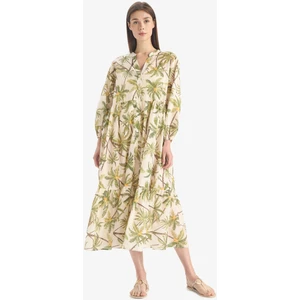 Tropikal Desenli Vual Plaj Elbisesi-Fall in Love E7745AX25SP