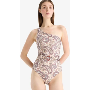 Tek Omuz Şal Desenli Mayo E4890AX25SM