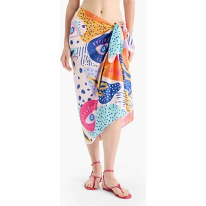 Regular Fit Desenli Saten Plaj Eteği-Fall in Love B1443AX25HS