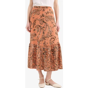 Regular Fit Beli Lastikli Desenli Midi Etek F1158AX25SM