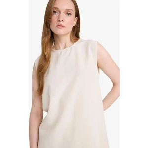 Regular Fit Bisiklet Yaka Basic Düz Keten Karışımlı Kolsuz Tunik D2953AX25SM