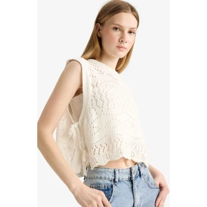 Coool Slim Fit Dar Kesim Bisiklet Yaka Yan Bağcıklı Kroşe Süveter F4008AX25SM